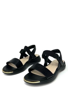 Cole Haan Grand Ambition Carmel Sandal Women’s Size 11 Black Croc Embossed EUC